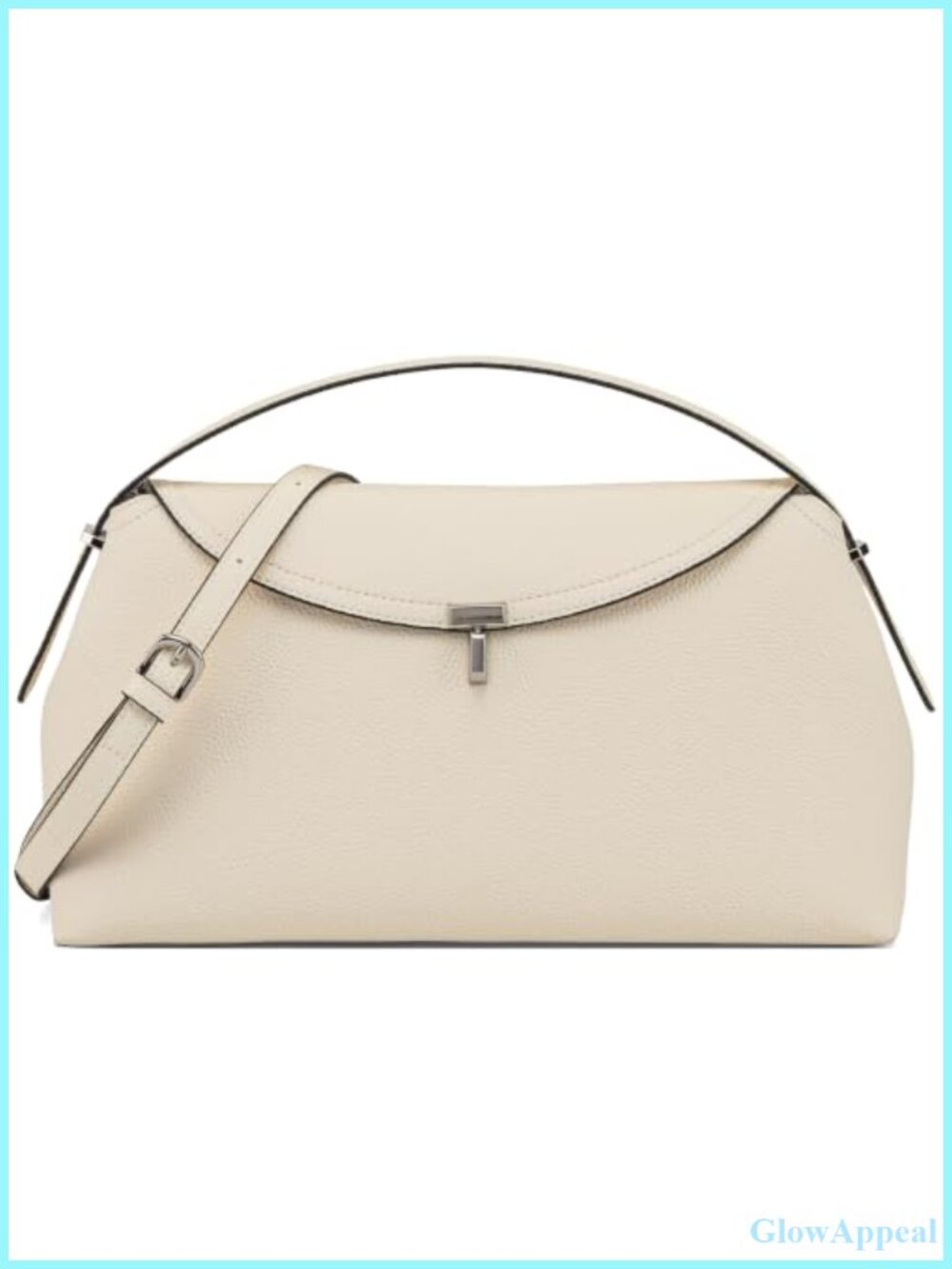 Pebbled Leather Crossbody Satchel Twist Lock Adjustable Strap